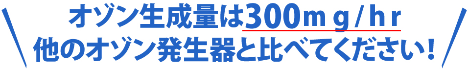 オゾンの生成量は300r/hr